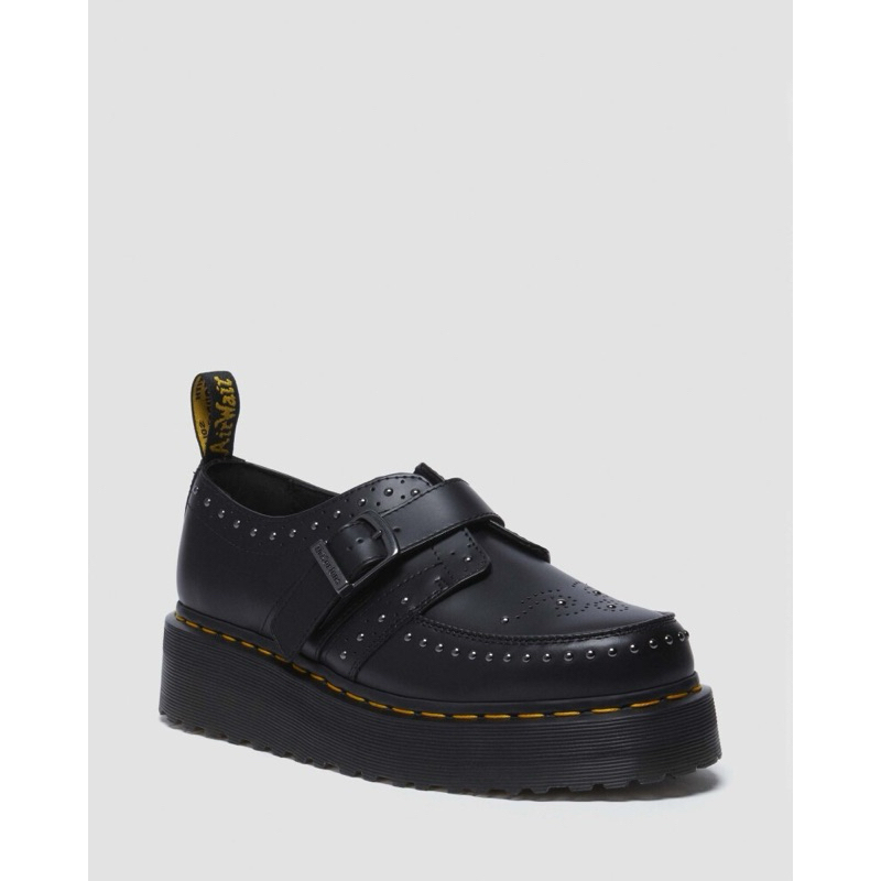 現UK5｜Dr.Martens RAMSEY QUAD MONK 厚底孟克鞋鉚釘中性黑色厚底馬丁