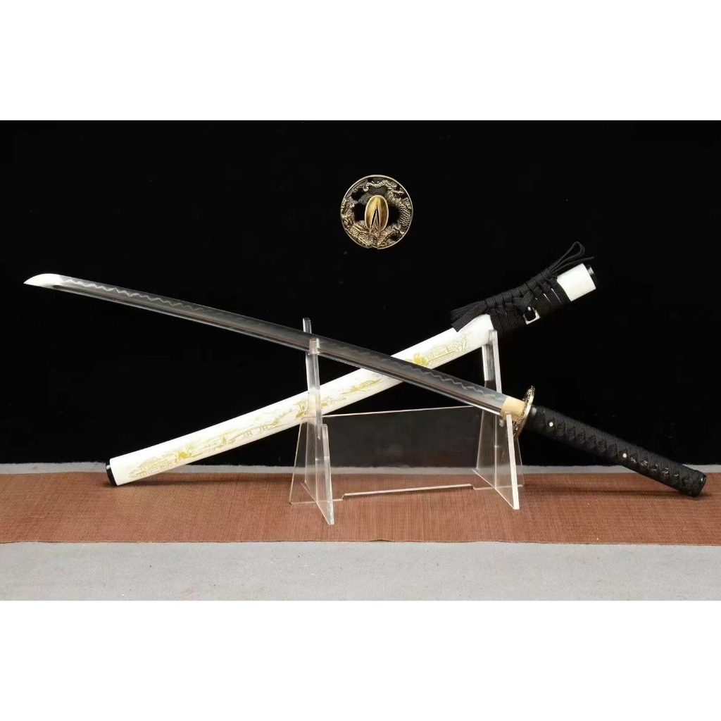 【廠家直銷】26寸T10燒刃血槽《武士一龍》武士 日本刀 肋差 居合刀 Katana 打刀 武士刃 日式刀 太刀 未開刃 | 蝦皮購物
