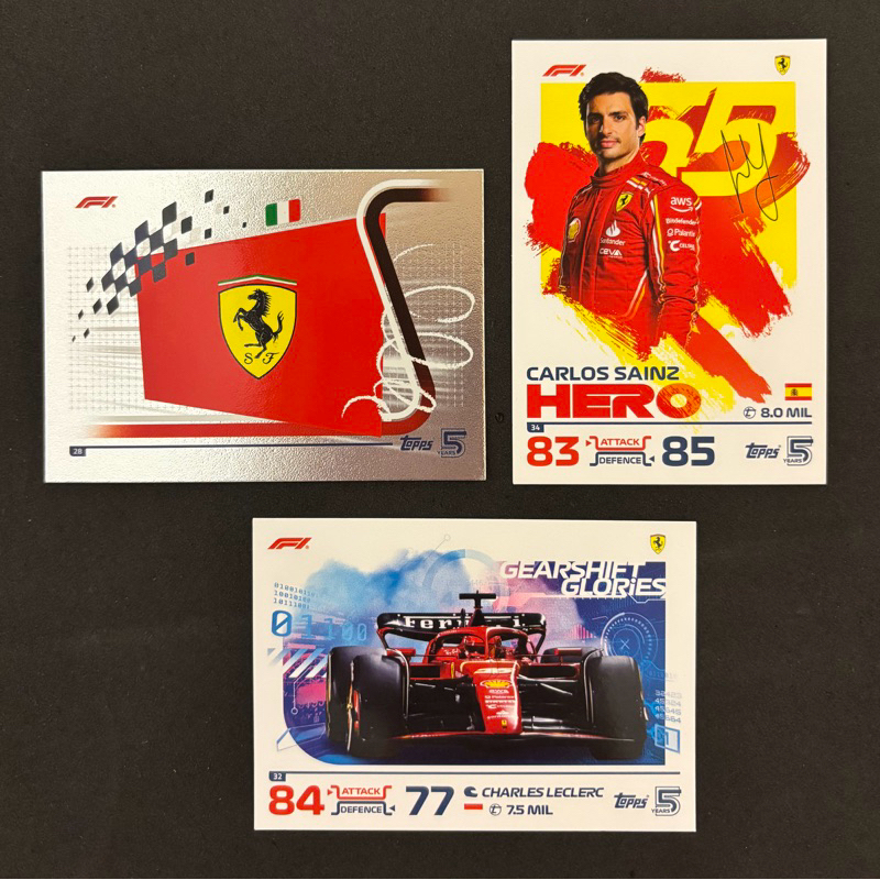 F1 Topps Turbo Attax 2024 F1賽車卡 Ferrari 法拉利車隊 （#28，32，34） | 蝦皮購物