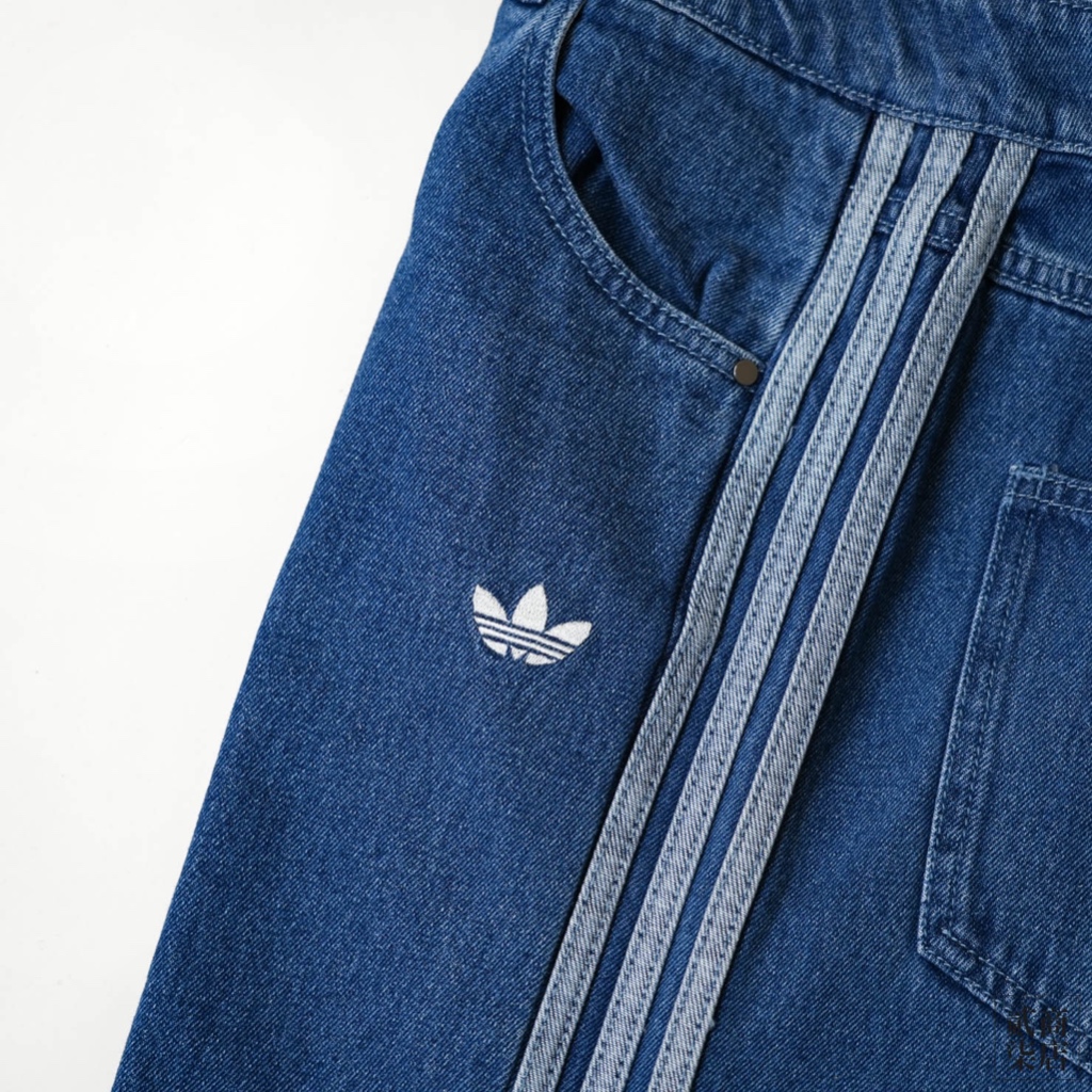 貳柒商店) ADIDAS DENIM 3S PANT 女款藍色三葉草牛仔褲長褲三線