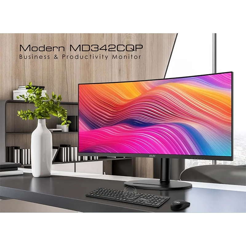 筆電一線連的生產力神器!MSI Modern MD342CQP 34吋曲面螢幕:98W Type-C 與 KVM 加持的跨界多工首選