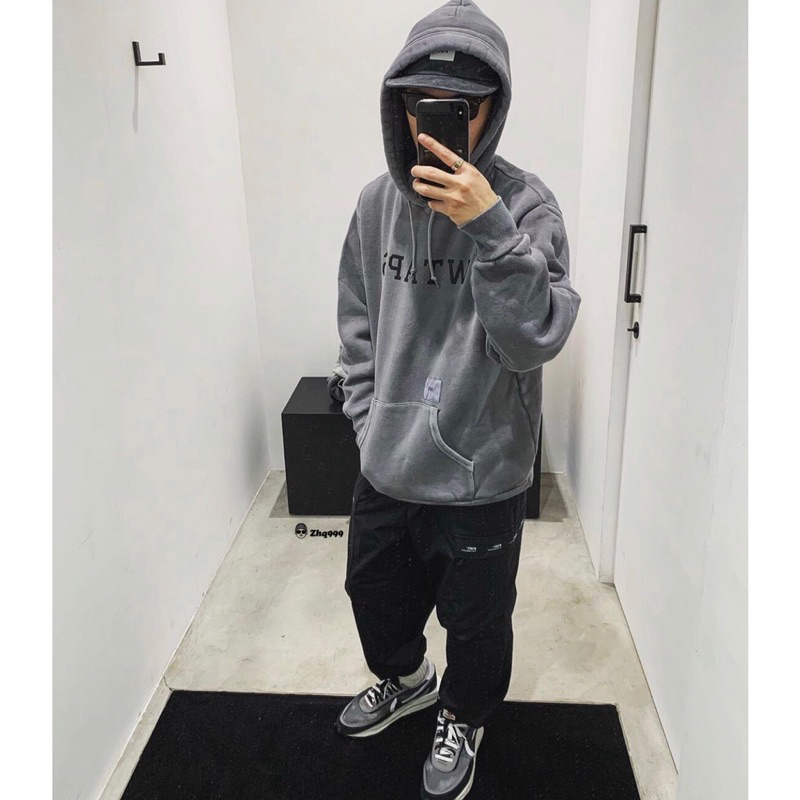 WTAPS 19AW COLLEGE DESIGN HOODED / SWEATSHIRT 水洗帽T 灰XL