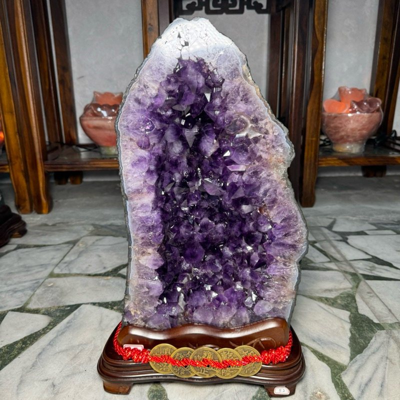 天然水晶巴西紫水晶洞ESP✨18kg❤️多彩瑪瑙骨幹水晶洞口寬有洞深水晶