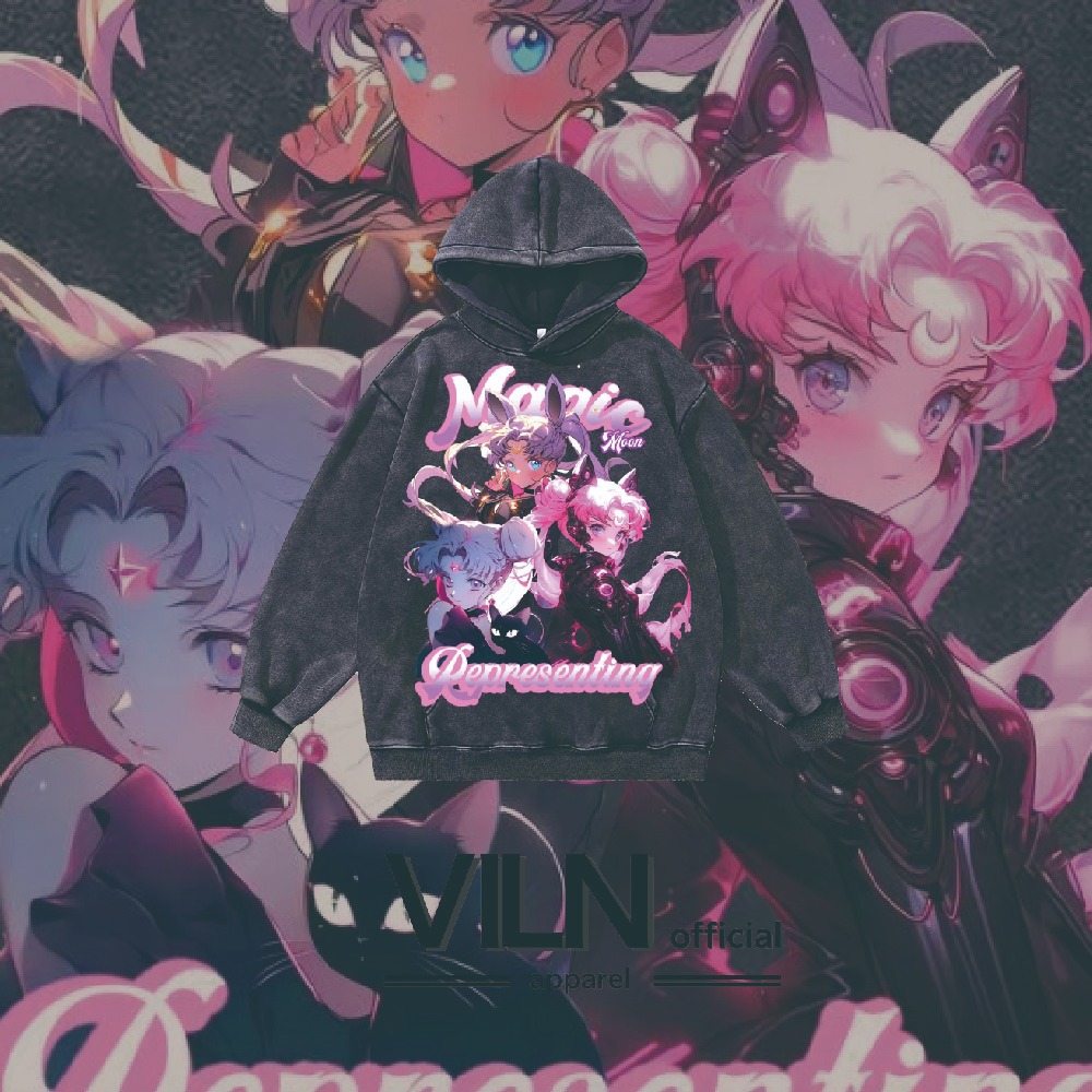 【VILN】 男女連帽厚磅長袖 美少女戰士 oversize 大尺碼 美式水洗 做舊 寬鬆 936 | 蝦皮購物