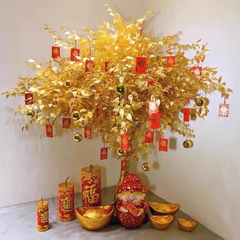 黃金樹 金錢樹 元寶樹 招財樹 搖錢樹 金榕樹搖錢樹仿真金樹許願樹新年紅包樹 過年佈置 過年佈置 | 蝦皮購物