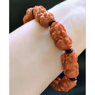 107「希少美品」辰砂入り南紅メノウブレスレット　透明度抜群 桜メノウ ブレスレット 12mm