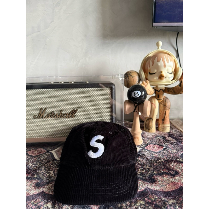 Supreme 24FW Corduroy S Logo 6 Panel 燈芯絨六分割帽子黑色