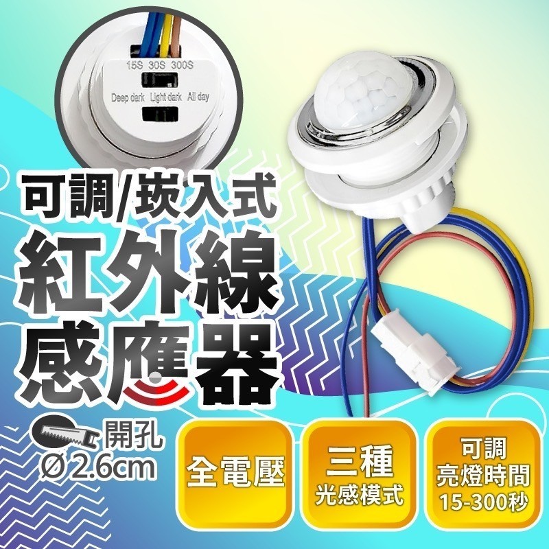 台灣現貨免運 崁入式 可調式 紅外線感應器∣光感模式調整∣小型感應器∣通道感應器∣感應燈∣人體感應∣全電壓 | 蝦皮購物