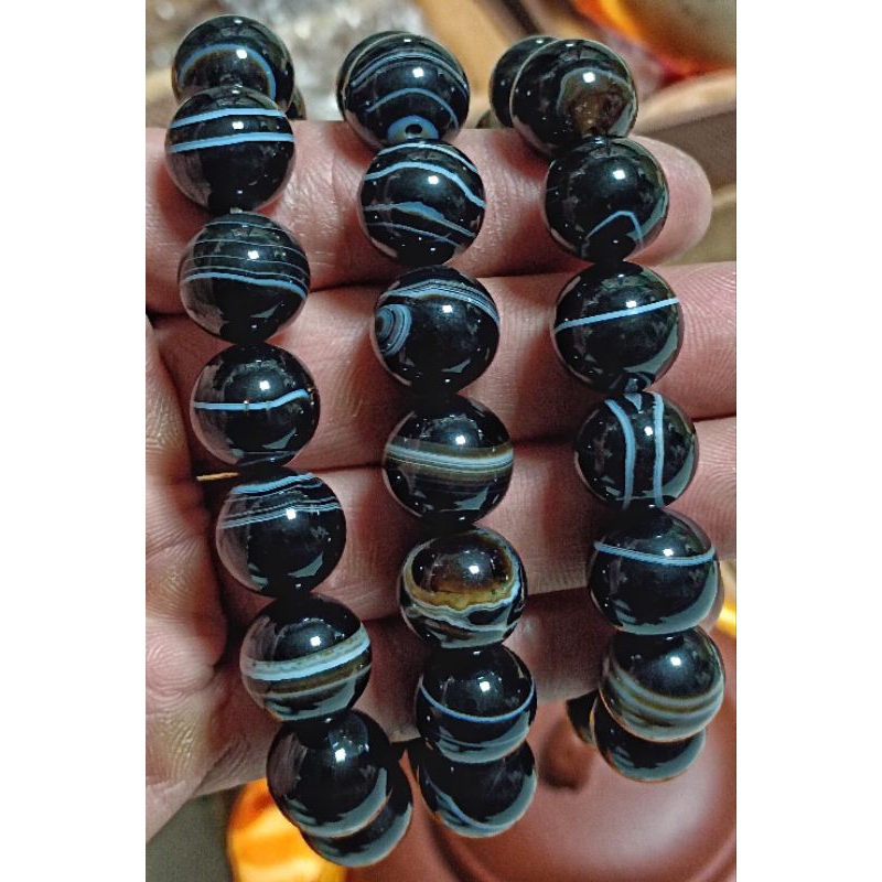 天然西藏九頁岩頂級全美黑瑪瑙一線藥師珠亮面拋光工藝美不勝收藥師天珠