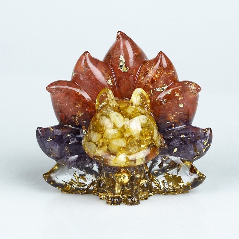 水晶專賣24h出貨] 水晶九尾狐擺飾水晶碎石水晶擺件能量晶石水晶風水  