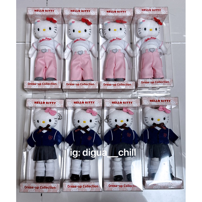 長腿hello kitty玩偶吊飾 制服黑皮
