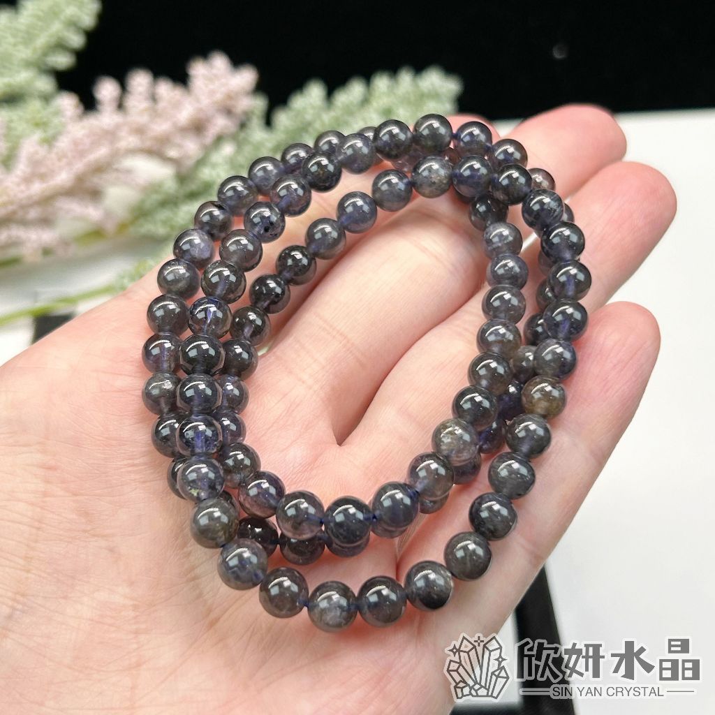 欣小妞】堇青石水晶菫青石3A級堇青石手珠菫青石手珠堇青石手鍊星光堇青