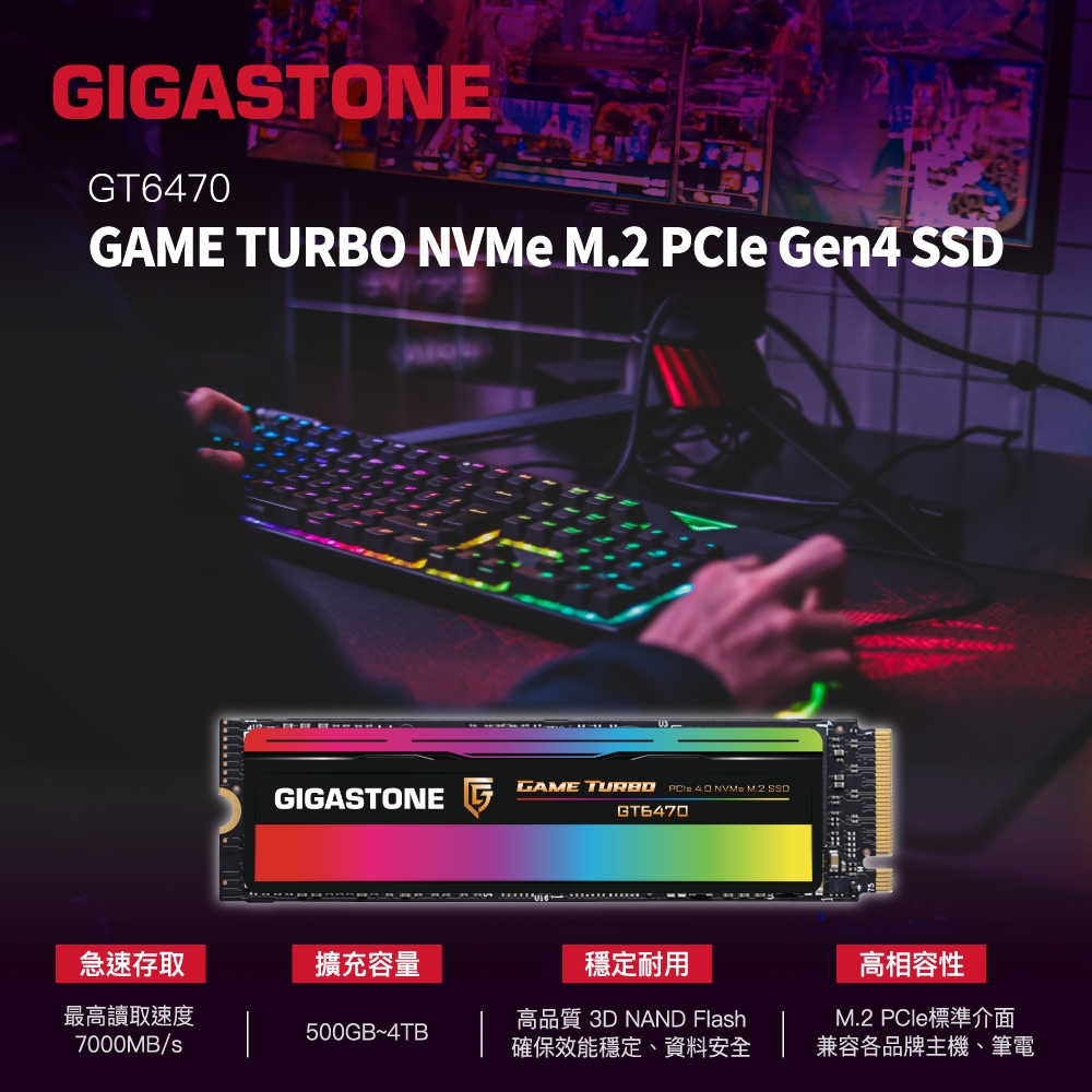 GIGASTONE】電競固態硬碟M.2 PCIe 4.0 內接式SSD 4T 2T 1T NVMe Gen4