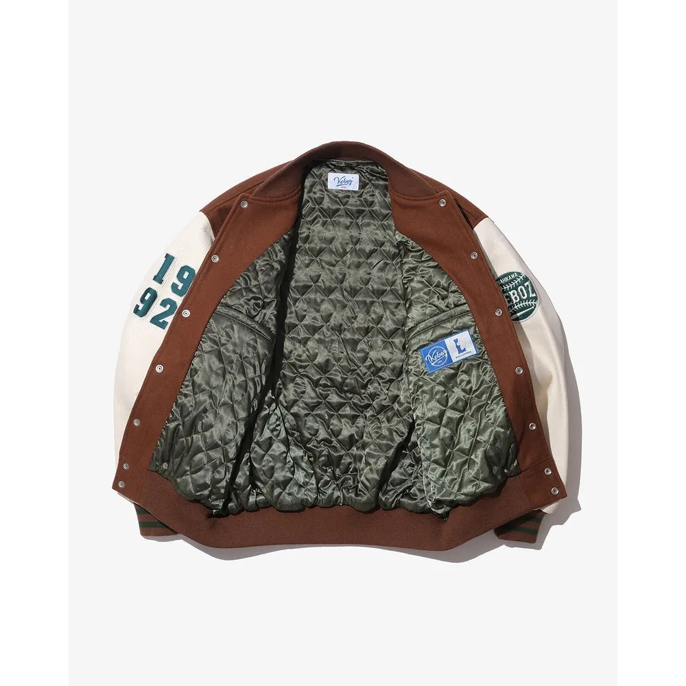 KEBOZ Melton Leather Varsity Jacket | 蝦皮購物
