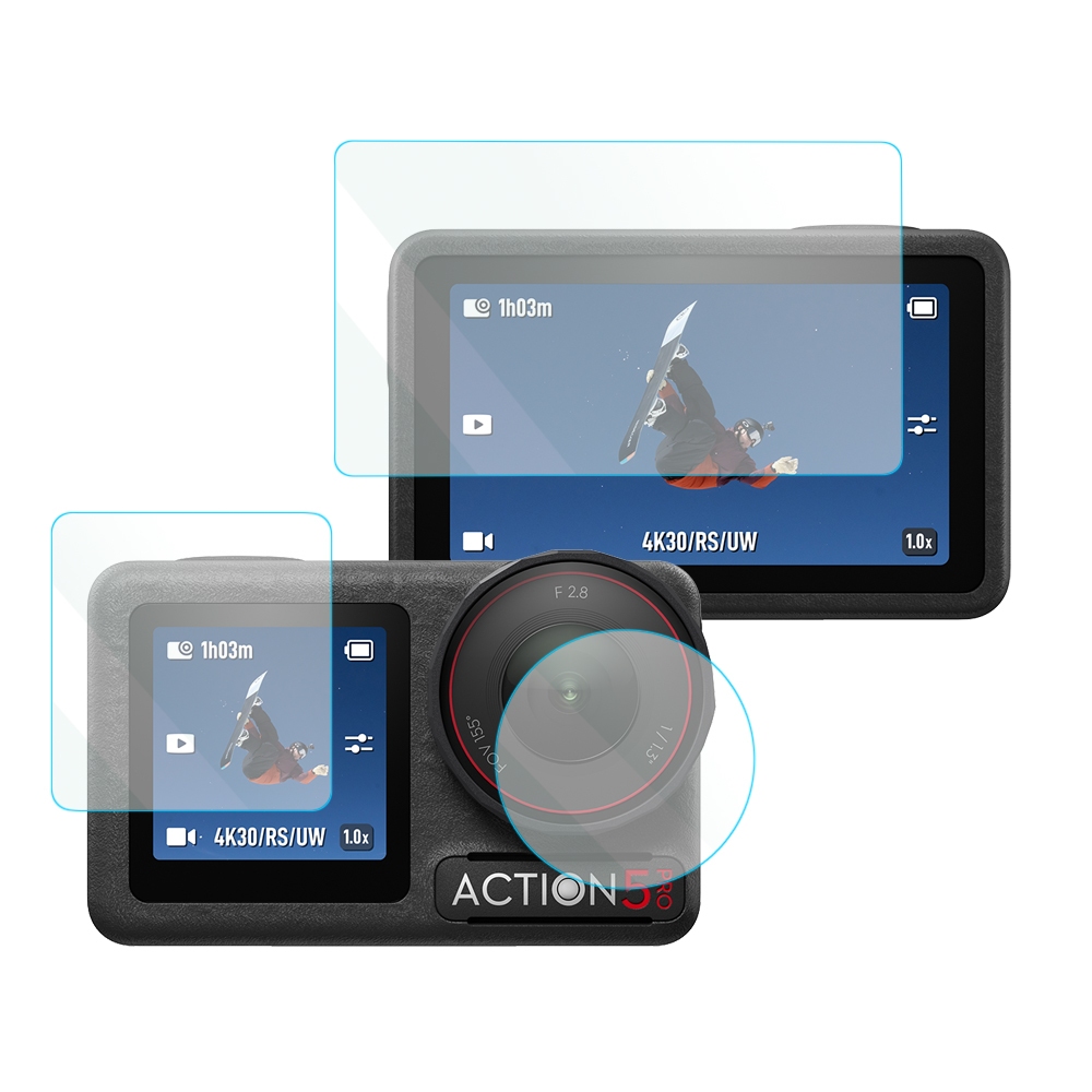 Camerapro DJI Osmo Action 5 Pro 專用鋼化貼 三片入 前後螢幕+鏡頭 保護貼 [相機專家] | 蝦皮購物