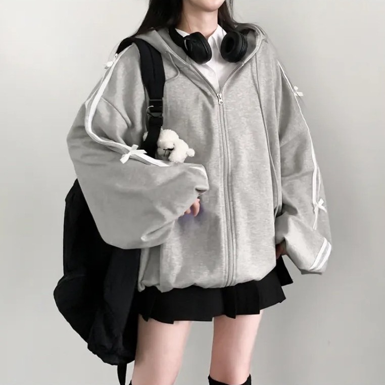韓國🇰🇷春裝 overize蝴蝶結連帽外套 mono | 蝦皮購物
