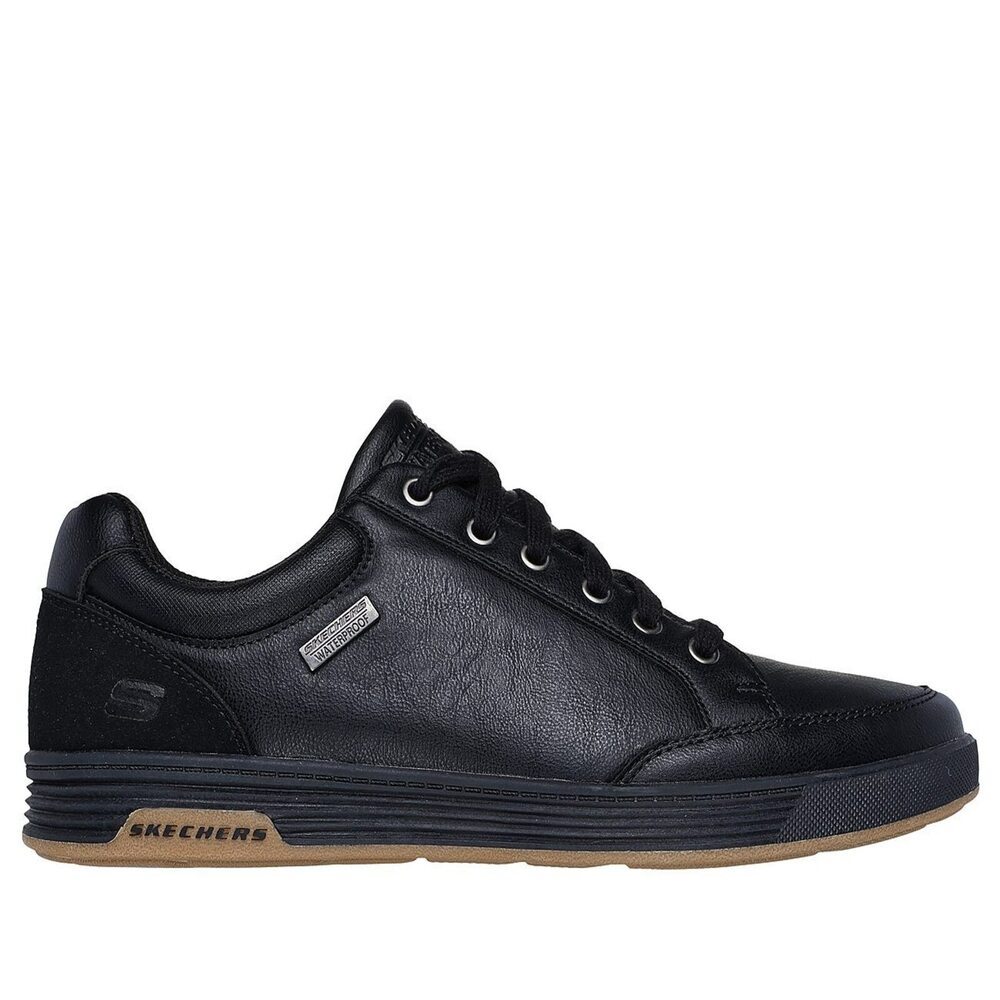 SKECHERS Cavell 男款 休閒鞋 皮革 防潑水 黑-210944BLK | 蝦皮購物