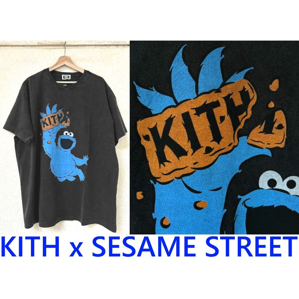 BLACK全新KITH x 芝麻街Sesame Street餅乾怪獸cookie monster短T | 蝦皮購物