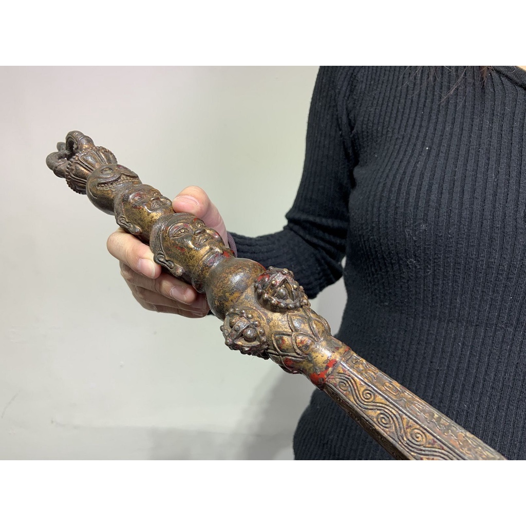 台灣實體店家】【合雅藝品】銅器【蓮師天杖】天杖手杖金剛杵蓮師法器蓮
