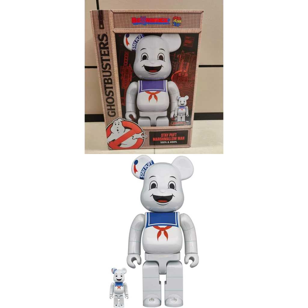 Bearbrick Medicom Ghostbusters Stay Puft Marshmallow Man - Version White Chrome, Figurine Collection