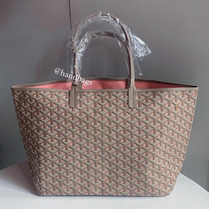 GOYARD 戈雅170周年限定灰粉Saint Louis PM bag 肩背手提拉鍊托特包 