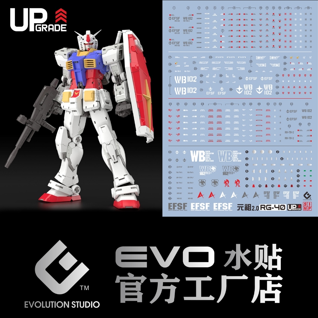 [班森] 現貨 EVO RG40 RG元祖2.0 RX-78-2元祖鋼彈 Ver2.0 RGU 螢光 水貼 | 蝦皮購物