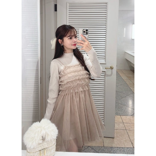日本直送 [現貨 / 預購] Ruffle荷葉邊౨ৎ背心連身裙 ◍ 3色入