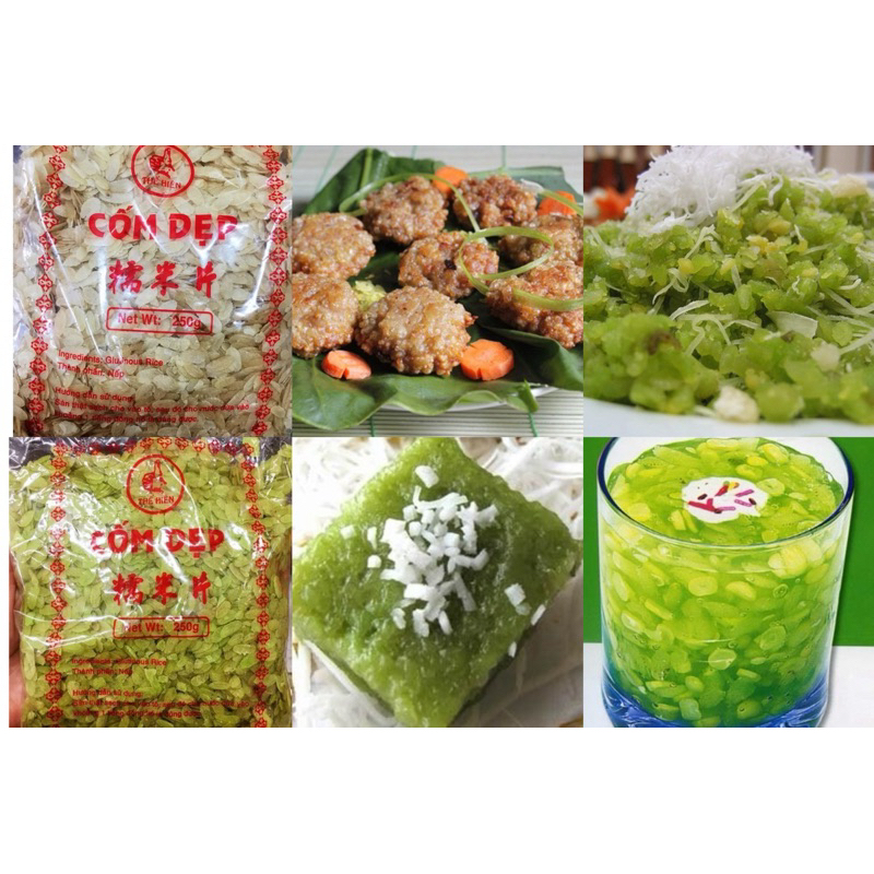 越南🇻🇳The Hien COM DEP 糯米片 250g 扁糯米片 綠米 Glutinous Rice越南特色小吃 | 蝦皮購物