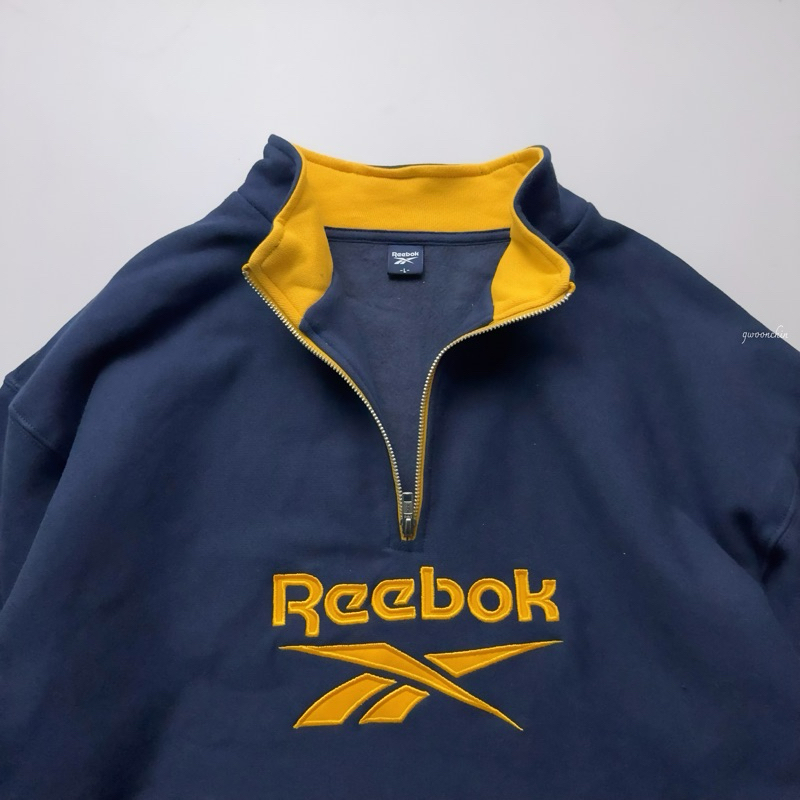 R e e b o k(刺繡Logo)OG復古 半拉鍊 大學t 長袖 （大Logo刺繡） | 蝦皮購物