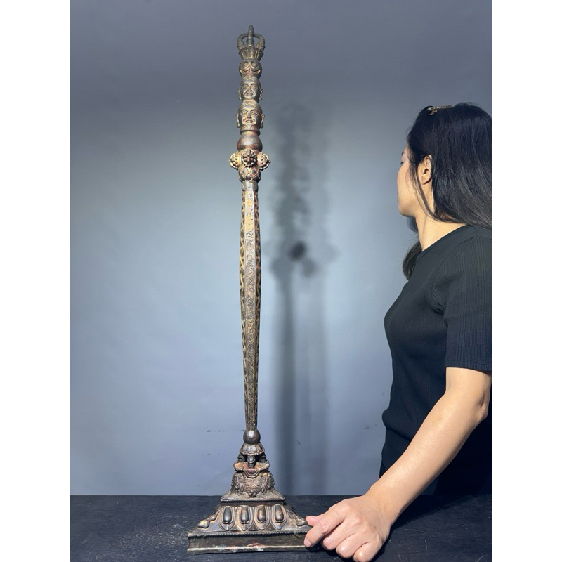 台灣實體店家】【合雅藝品】銅器【蓮師天杖】天杖手杖金剛杵蓮師法器蓮