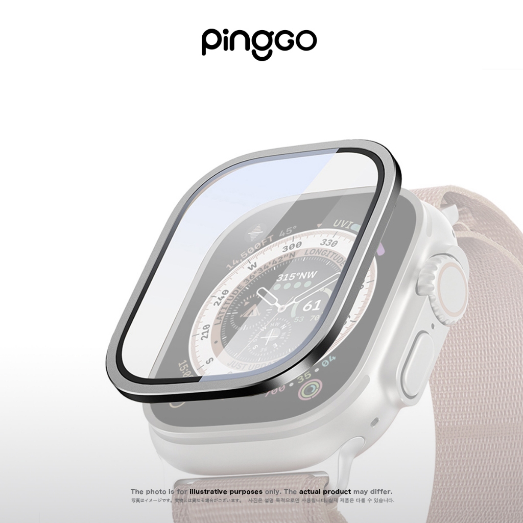 PingGO Apple Watch Ultra 1/2 Film Flas系列 鋁合邊框 鋼化玻璃 防刮耐磨 疏油疏水 | 蝦皮購物