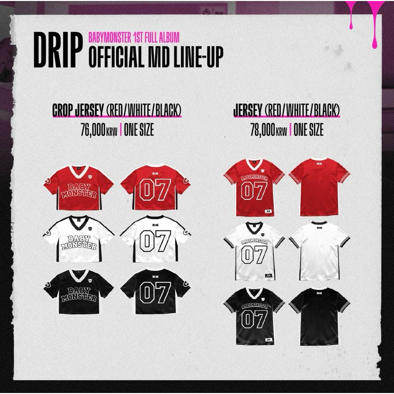 BABYMONSTER DRIP ポップアップ　クロップ ジャージ　ホワイト BABYMONSTER DRIP ポップアップ クロップ ジャージ ホワイト