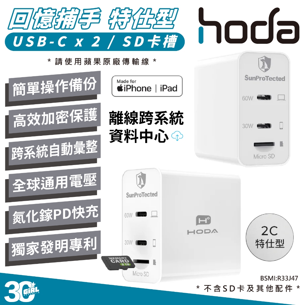 HODA 特仕型 回憶捕手 USB C x 2 SD 卡槽 iPhone 16 15 14 13 S24 | 蝦皮購物
