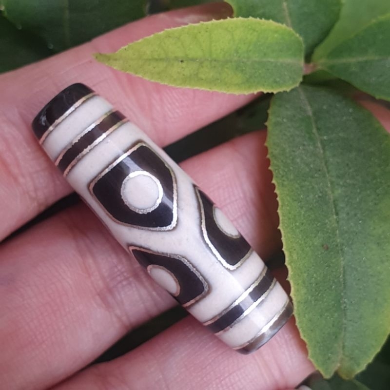 搓銀天珠Zi1203壇城十字六眼。蓮師法器。龜甲星辰六。蓮師法帽