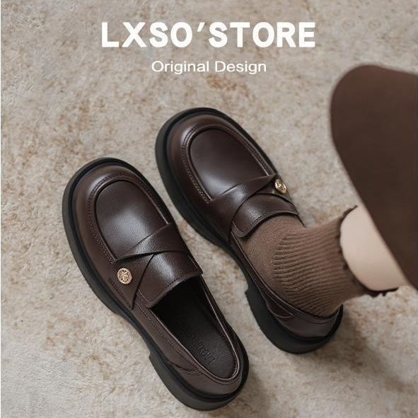 🔥軟底樂福鞋女增高厚底鞋不累腳小皮鞋懶人鞋一腳蹬樂福鞋女鞋經典復古 - Main Image