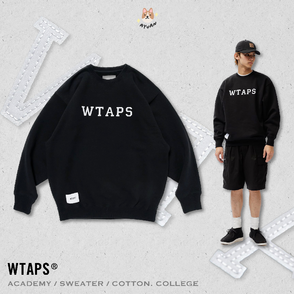 AYuan_Select 』WTAPS ACADEMY SWEATER COTTON 字母刺繡大學TEE | 蝦皮購物