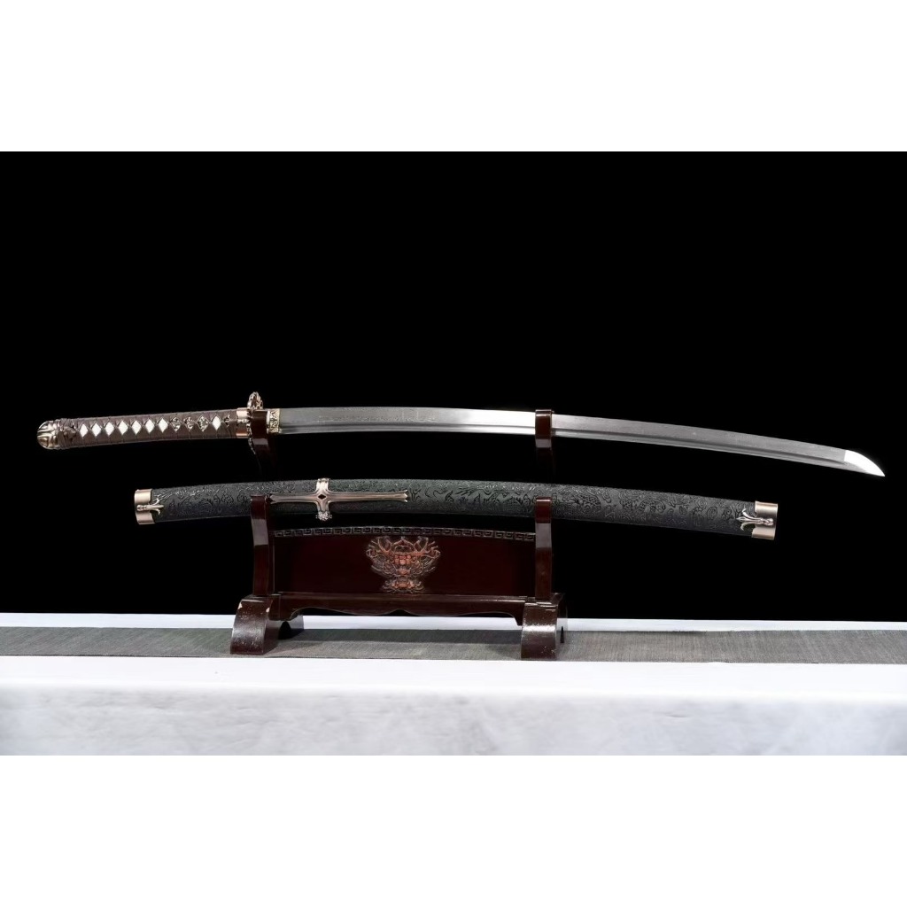 【典藏】26寸花紋鋼《聖魔打刀》日本刀 肋差 居合刀 Katana 打刀 龍泉寶劍 協差 日式刀 大太刀 劍道練習未開刃 | 蝦皮購物