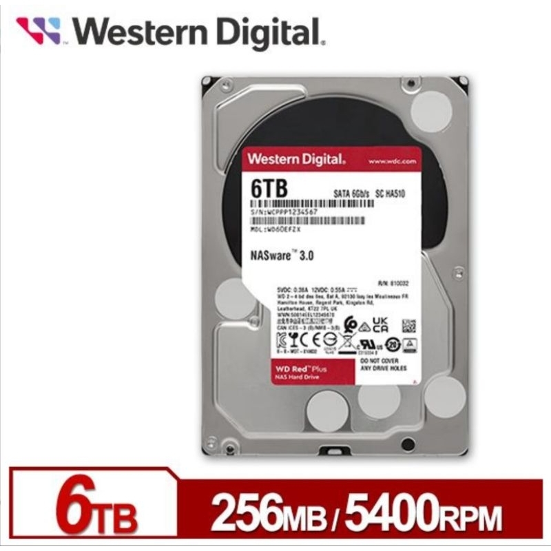 現貨】 WD 威騰紅標Plus 6TB 3.5吋NAS 硬碟WD60EFPX | 蝦皮購物
