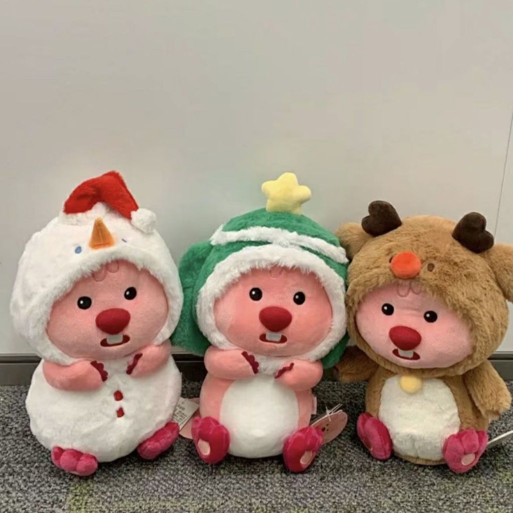 海狸露比 loopy聖誕系列 麋鹿小雪人 公仔頭套 可愛玩偶 超萌毛絨玩具 娃娃衣服 公仔搪膠掛件 | 蝦皮購物