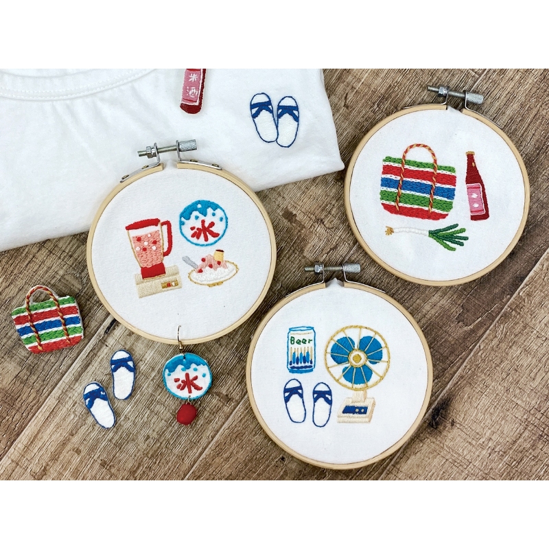 【HobbyEasy】刺繡材料套組-老派生活-夏日涼爽風、復古購物趣、清涼冰果室(含繡框+說明書)影片教學 | 蝦皮購物