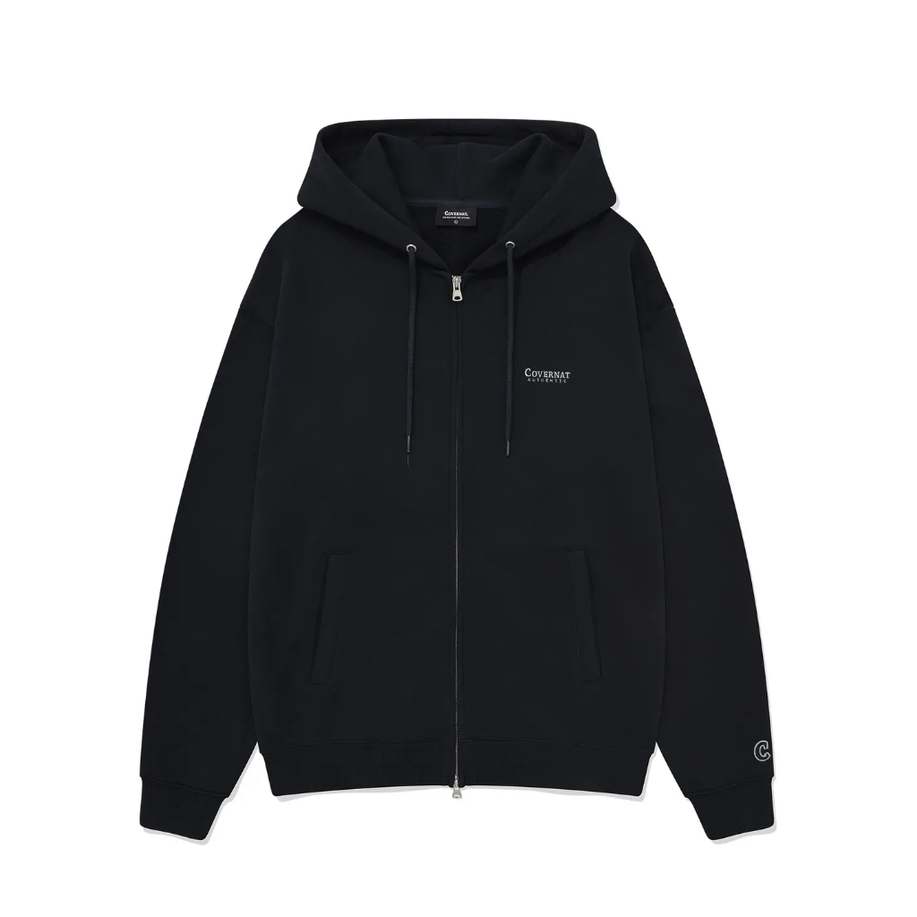 [COVERNAT]★25SS★韓国人気★SMALL AUTHENTIC SWEATSHIRT COVERNAT] Small Authentic Logo Hoodie Zip-Up 純棉雙向拉鍊