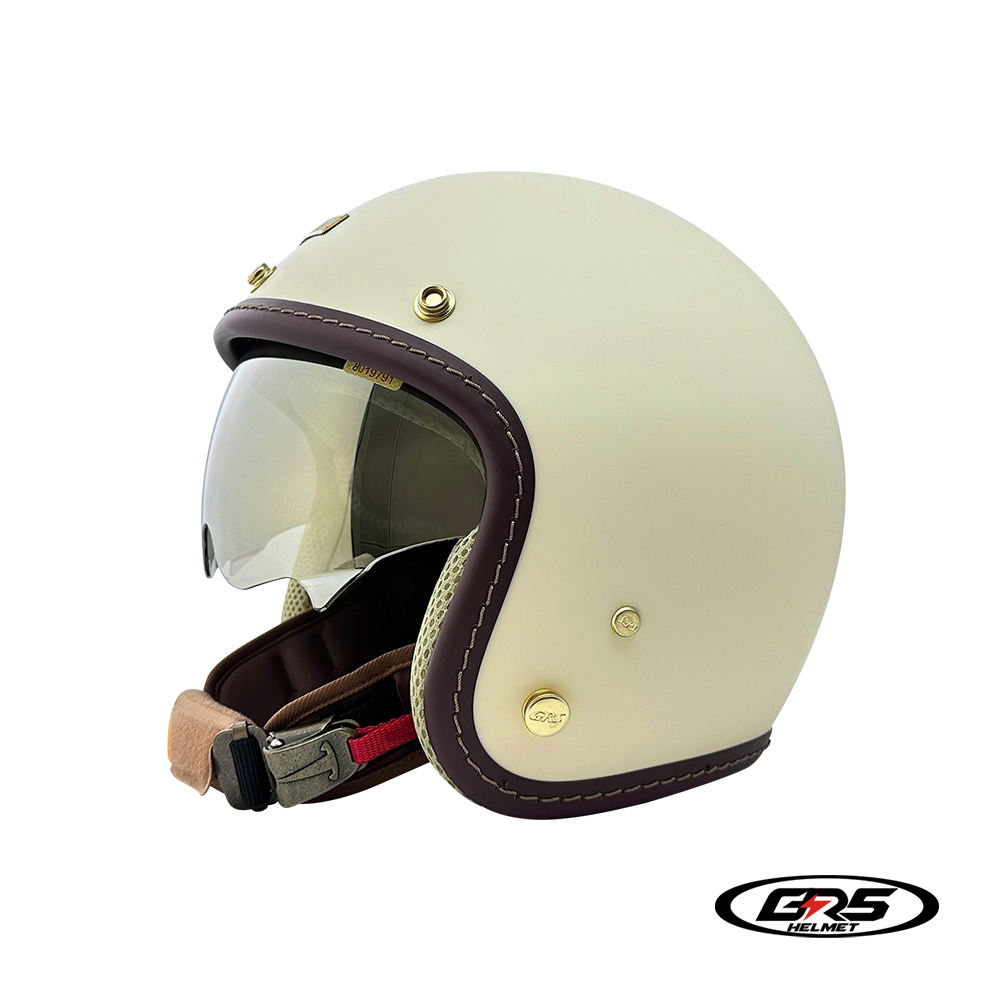 ✨免運🔥現貨✨GRS GP 808 平象牙白(贈專業泡泡鏡) 涼爽親膚透氣復古安全帽電鍍內墨鏡| 蝦皮購物