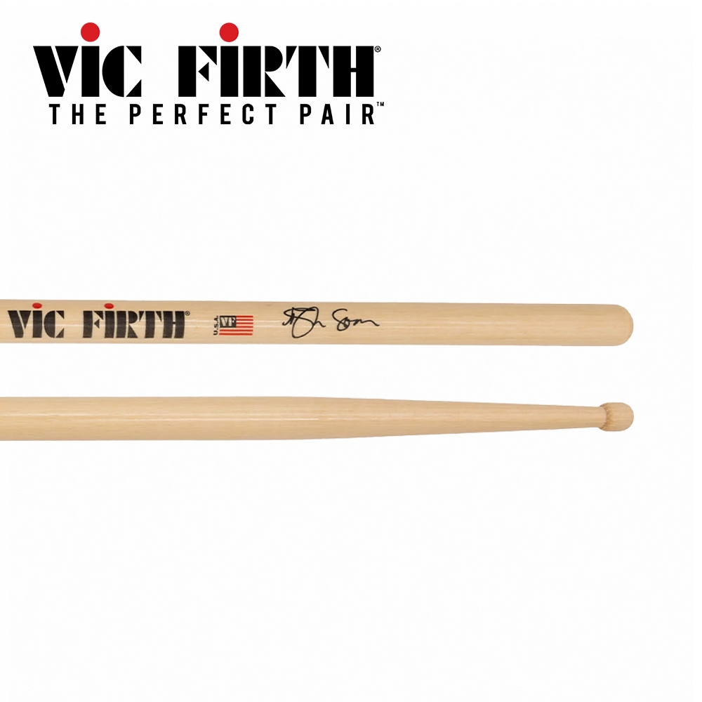 Baguettes De Batterie VIC FIRTH Signature Ash Soan - Hickory, Longueur 40,6 Cm, Diamètre 1,4 Cm, Olive En Bois - Modèle Naturel