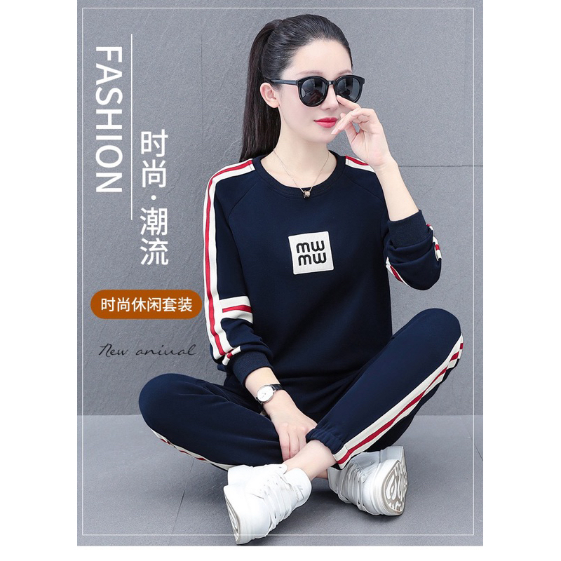 現貨 2XL 秋冬 新款 韓版運動休閒套裝女服飾 兩件套 休閒服(上衣加褲子) 休閒運動服女 休閒服套裝 長袖運動套裝 | 蝦皮購物
