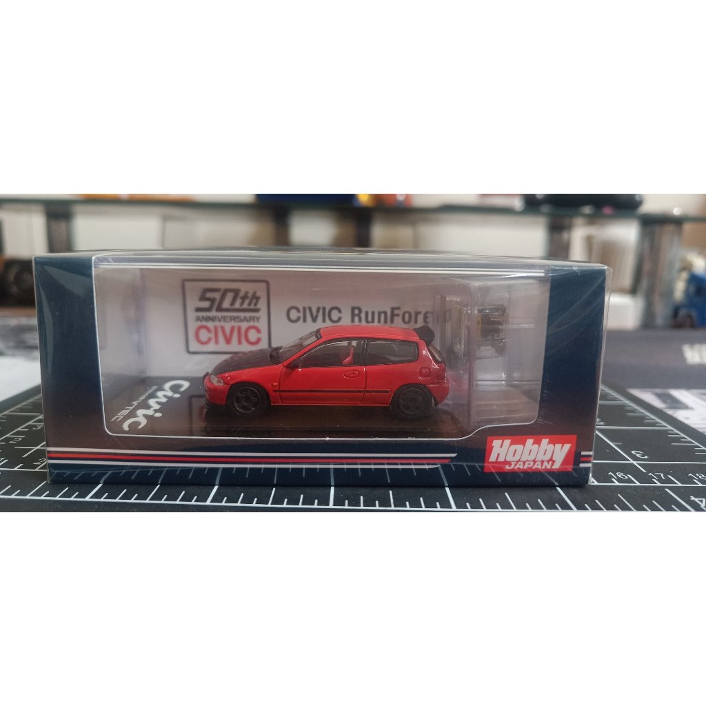 Modellino Hobby HJ 1/64 Honda Civic EG6 JDM Con Motore In Display – Da Collezione, Giallo, Scala 1:64!