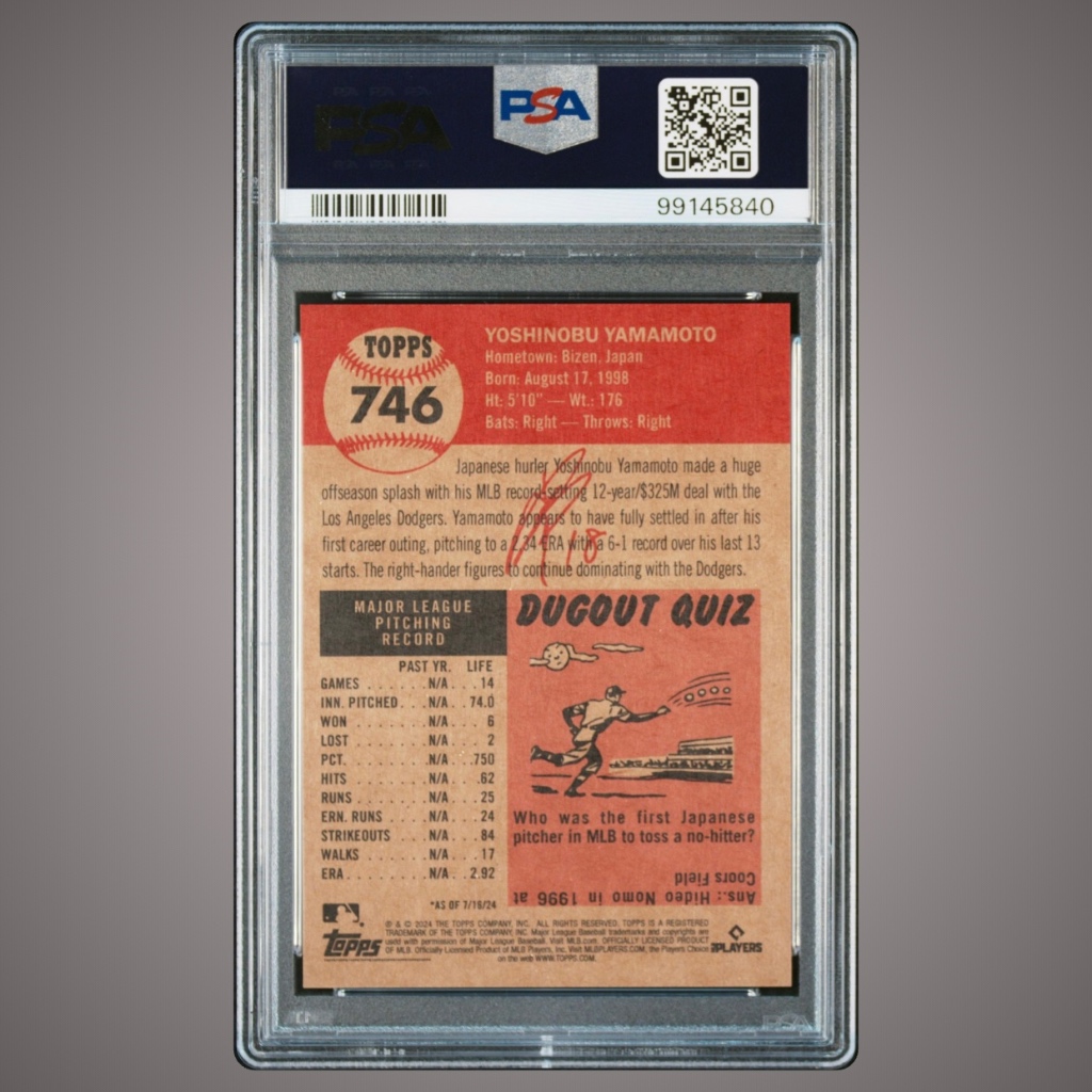 帝國棒球商城】PSA 10 山本由伸藝術紙卡印刷簽名卡Topps Living Set 