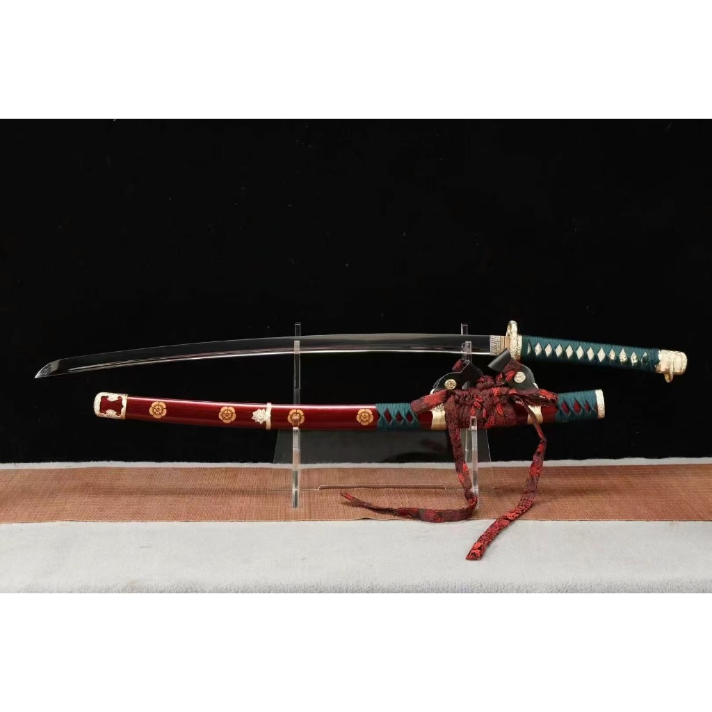 【高端系列】26寸鋒鋼銅裝鏡面《太刀一月天紅舞》日本刀 肋差 居合刀 Katana 打刀 武士刃 日式刀 太刀 未開刃 | 蝦皮購物