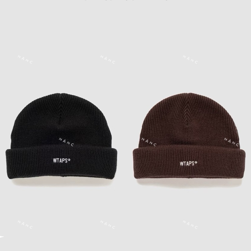 WTAPS BEANIE 04 ACRYLIC LOGO 刺繡針織毛帽黑咖242MADT-HT04 nanc