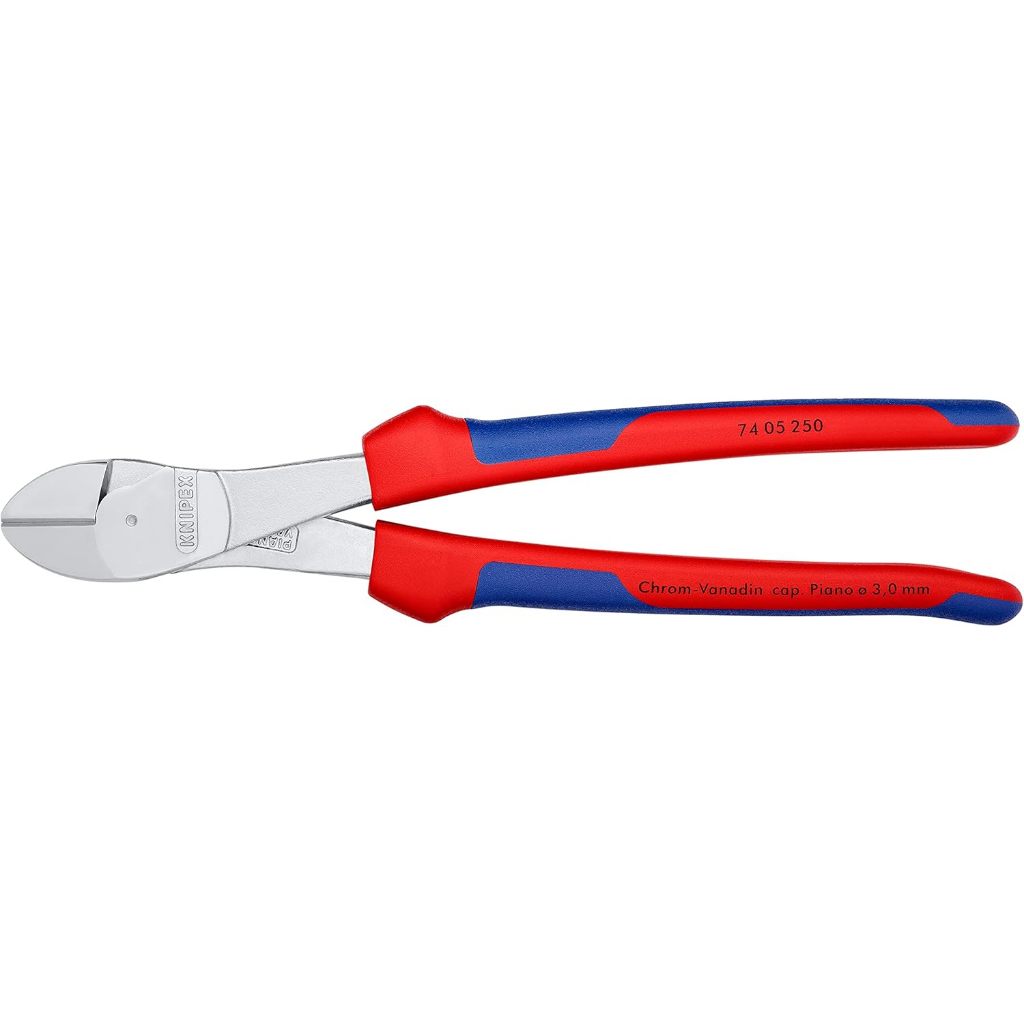 美德工具】 KNIPEX 74 05 250高槓桿強力斜口鉗(雙料舒適手柄鍍鉻防銹版
