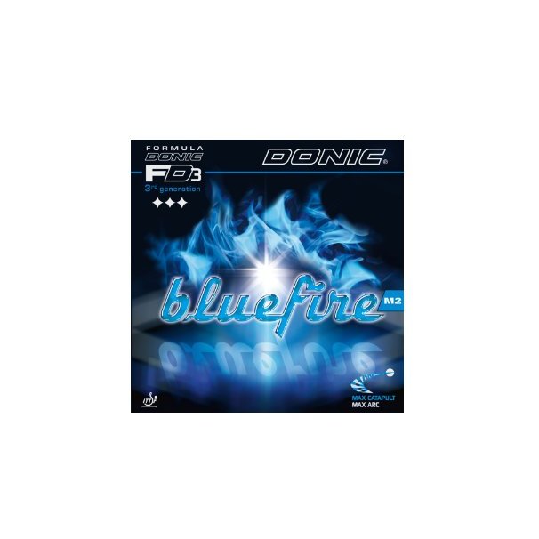 Revetement Donic Bluefire M2 – Eponge 2.3mm, Rouge, Picots Longs, Vitesse & Effet Max Pour Joueurs Offensifs